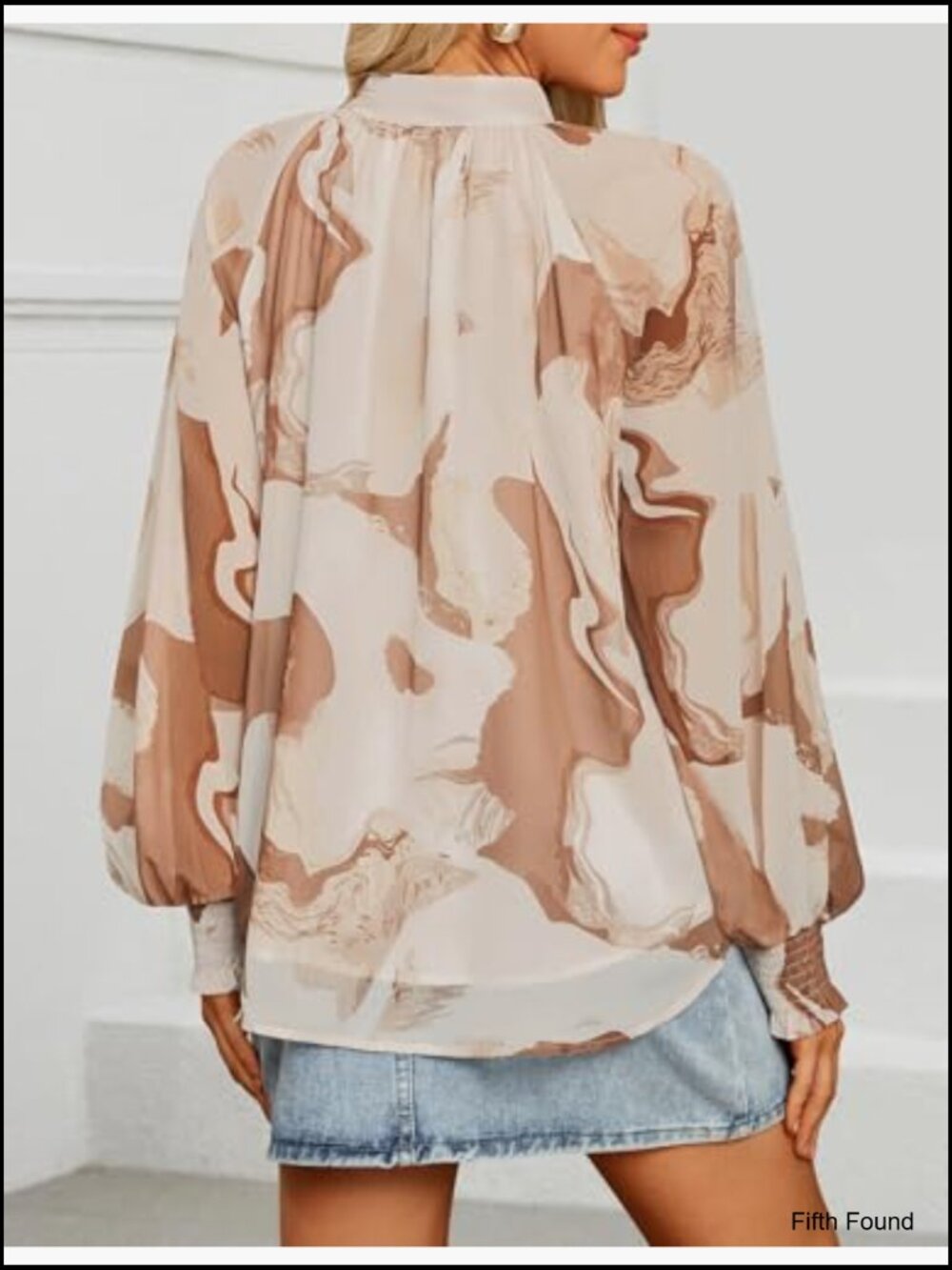 Floral Print Boho Blouse Long Sleeve Button Down Oversized Shirt - Picture 5 of 7